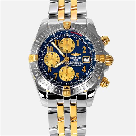 breitling chronomat evolution gold steel b13356|breitling a13356 diamond bezel.